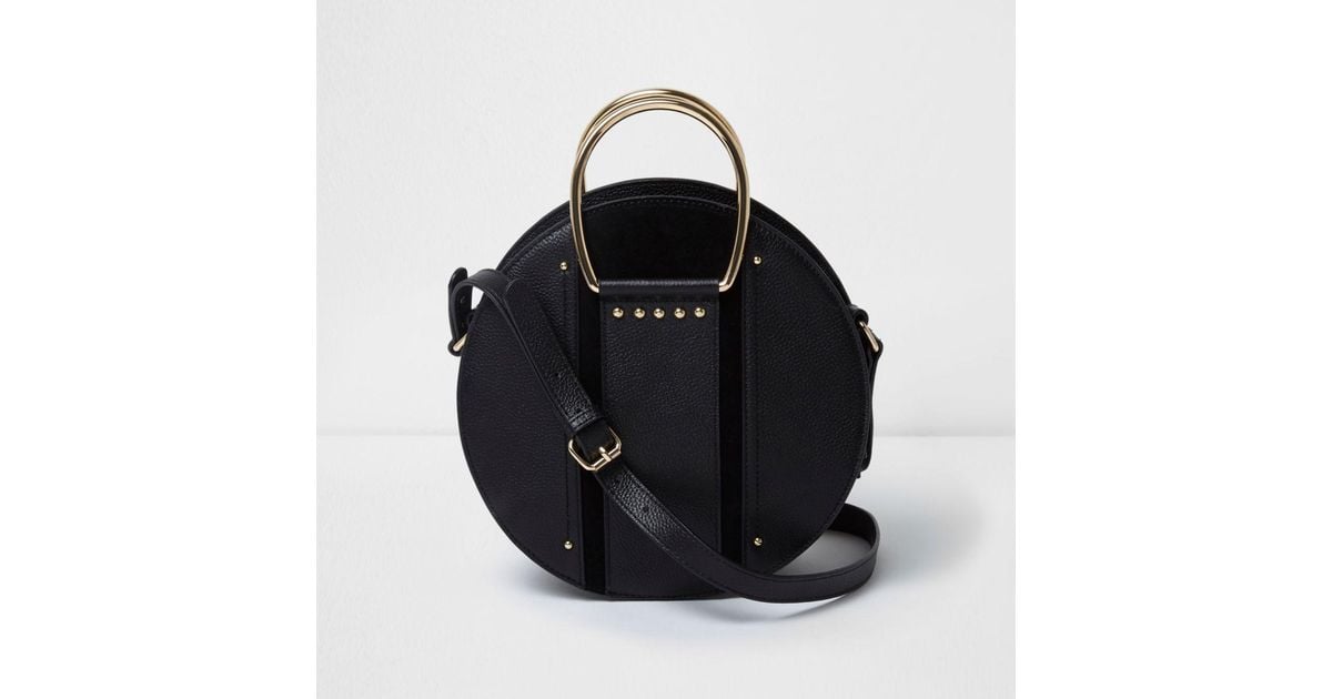 Lyst River Island Black Leather Round Handle Cross Body Bag Lyst River Island Black Leather Round Handle Cross Body Bag In