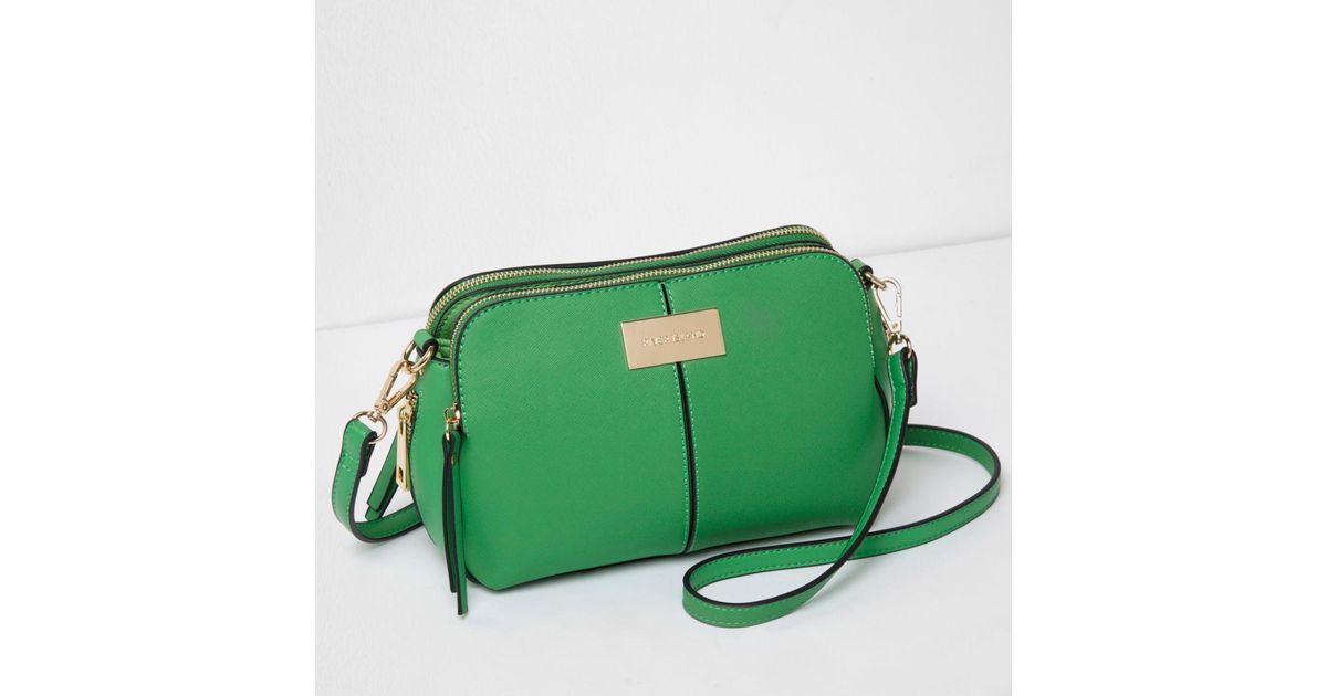 River Island Green Triple Compartment Cross Body Bag River Island Green Triple Compartment Cross Body Bag In Lyst