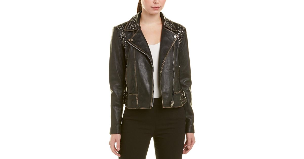 Bale Nyc Studded Leather Biker Jacket In Black Lyst