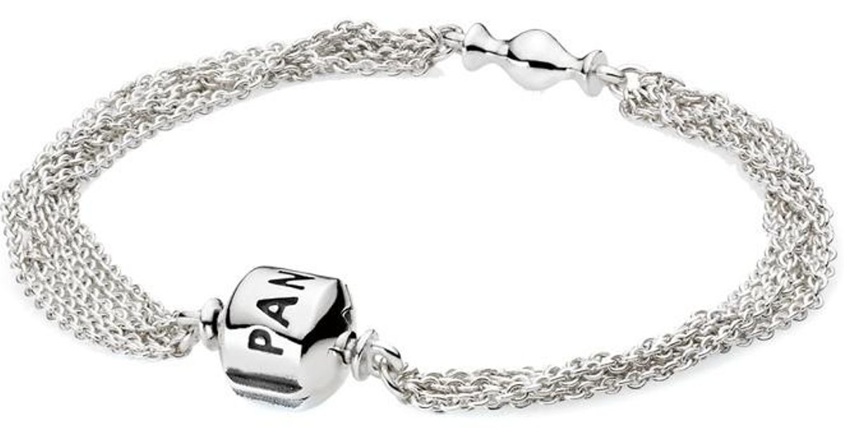 Lyst Pandora Silver Clip Bracelet In Metallic