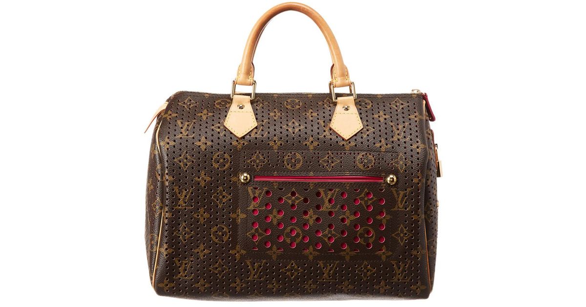 Lyst - Louis Vuitton Limited Edition Pink Perforated Monogram Canvas Speedy 30 in Brown