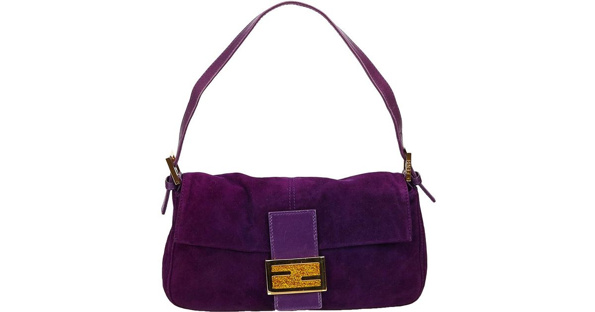 Fendi Purple Suede Baguette Bag in Purple - Lyst