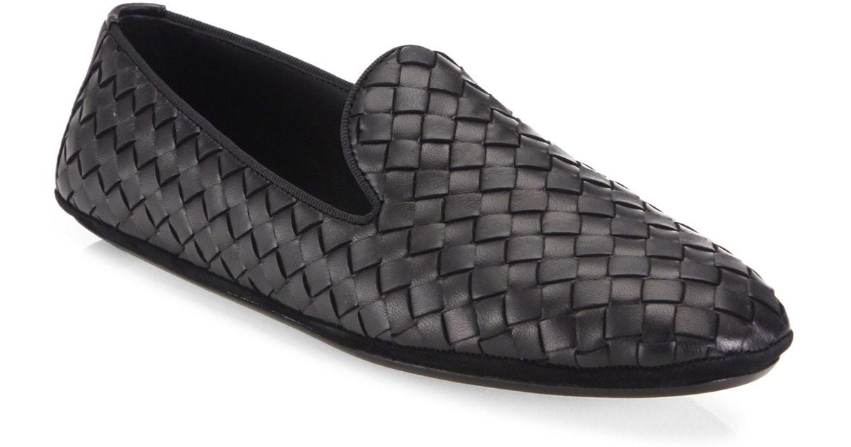 Lyst - Bottega Veneta Intrecciato Leather Loafers in Black for Men