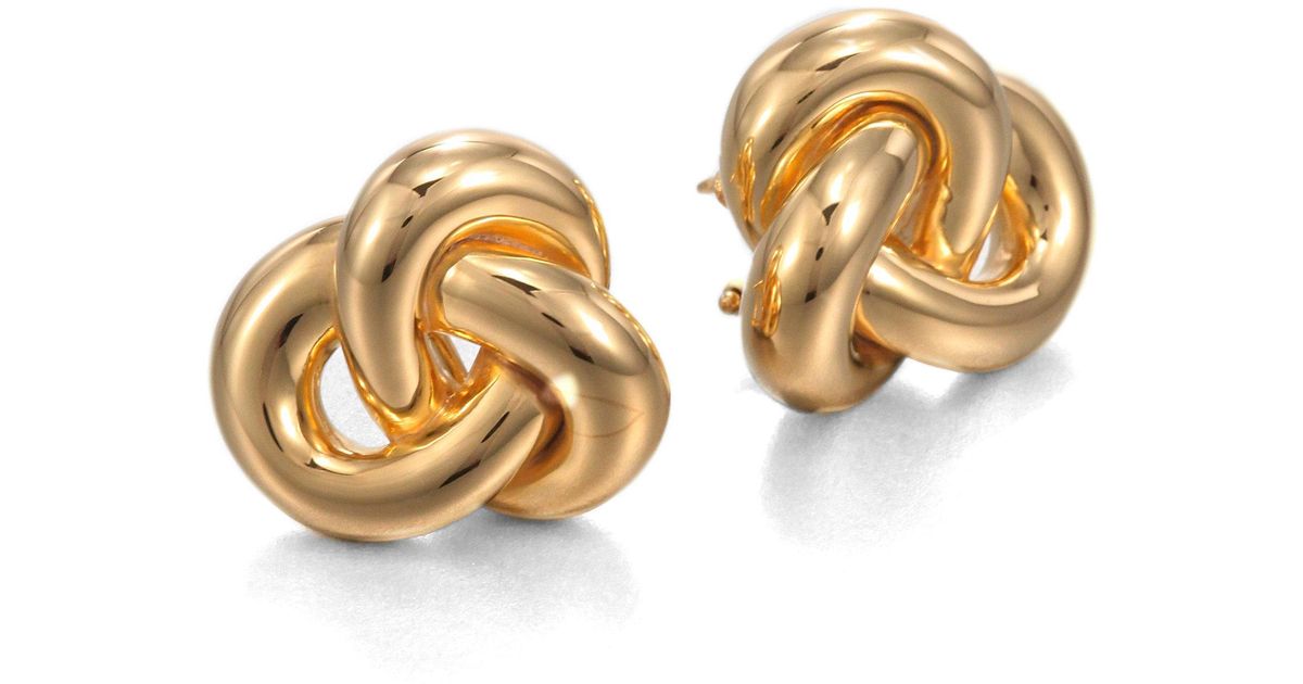 Lyst Roberto Coin 18k Yellow Gold Knot Earrings In Metallic