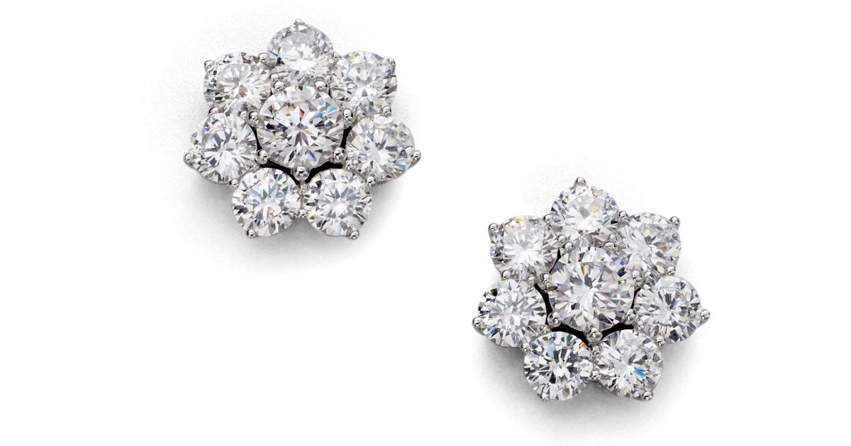 Lyst Adriana Orsini Sterling Silver Flower Stud Earrings In Metallic