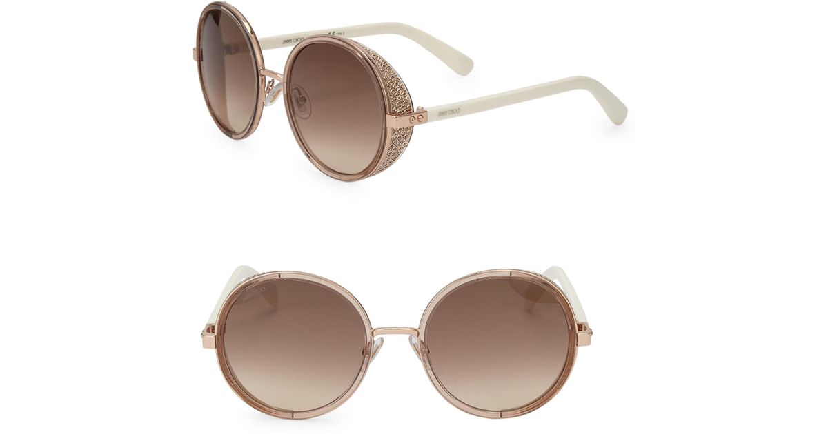 Lyst Jimmy Choo Andie 54mm Round Crystaldetail Sunglasses in Metallic