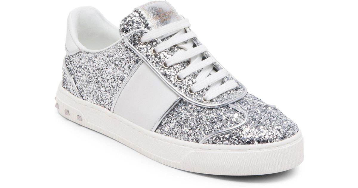Lyst - Valentino Fly Crew Glitter Sneakers in White