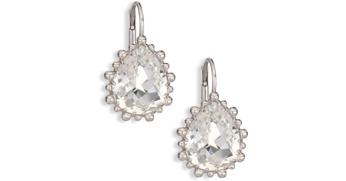 Lyst Anzie Dew Drop White Topaz Earrings In Metallic