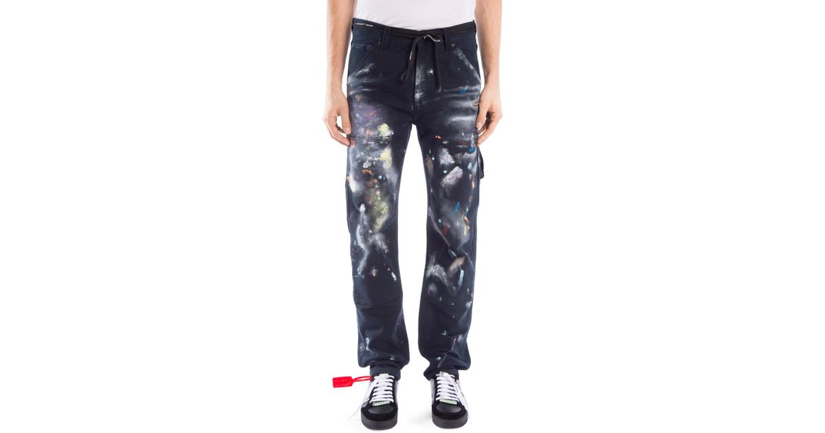 Lyst Off White C O Virgil Abloh Vintage Paint Cotton Carpenter Lyst Off White C O Virgil Abloh Vintage Paint Cotton Carpenter Pants In Blue For Men