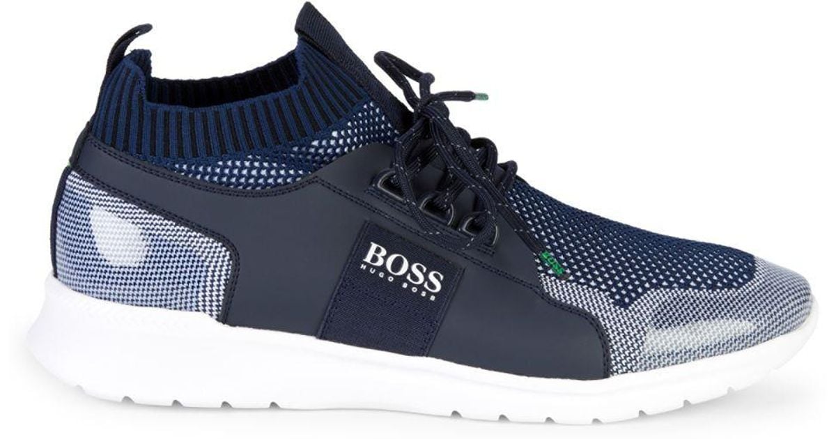 hugo boss low top knit trainers