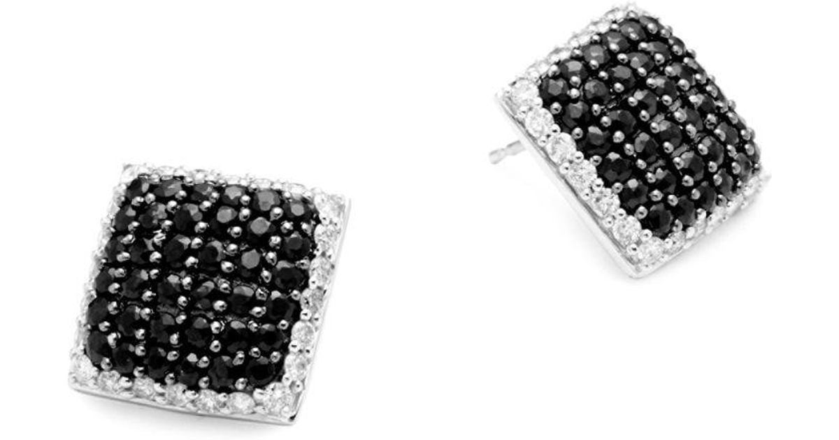 Lyst Effy Diamond Black Shire And 14k White Gold Square Stud Lyst Effy Diamond Black Shire And 14k White Gold Square Stud Earrings In