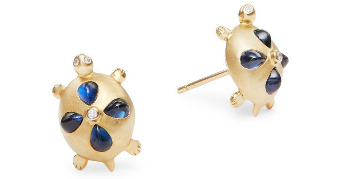 Lyst Temple St Clair 18k Yellow Gold Diamond Turtle Stud Lyst Temple St Clair 18k Yellow Gold Diamond Turtle Stud Earrings In Metallic