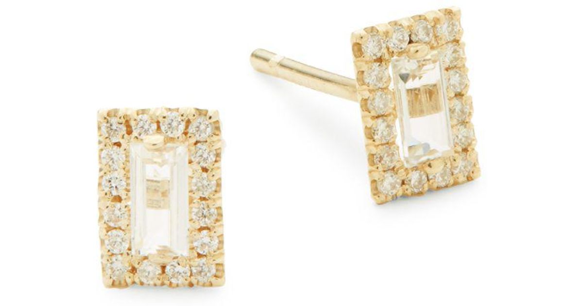 Lyst Suzanne Kalan White Topaz Diamond And 14k Yellow Gold Stud Lyst Suzanne Kalan White Topaz Diamond And 14k Yellow Gold Stud Earrings In Metallic