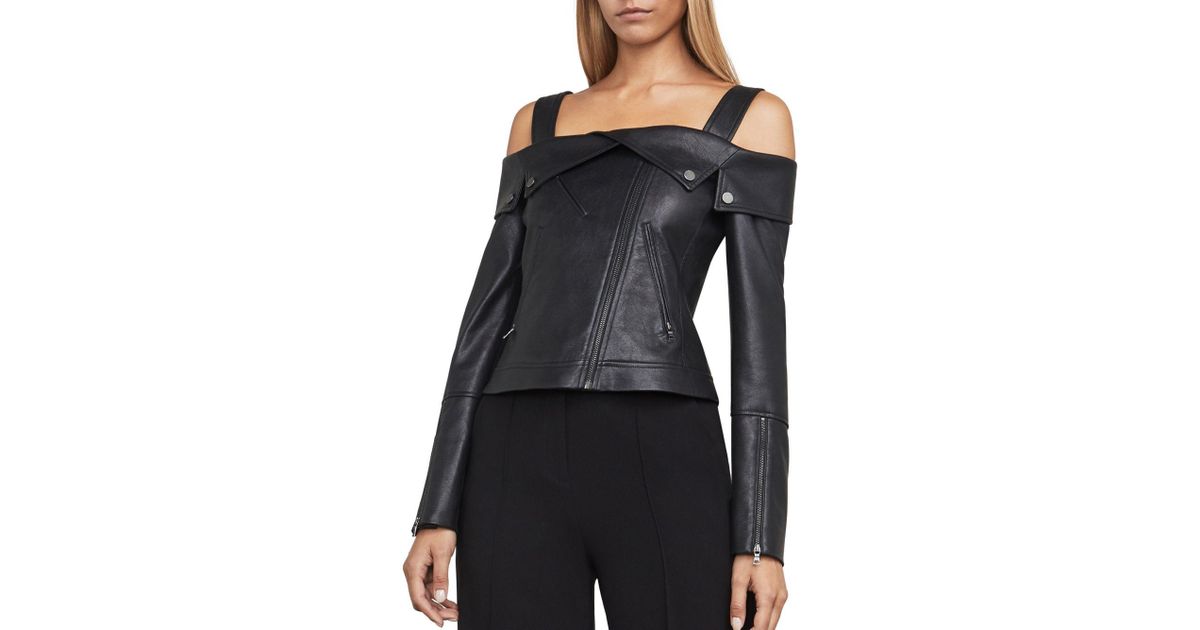 Bcbgmaxazria Black Clyde Knit Faux Leather Jacket