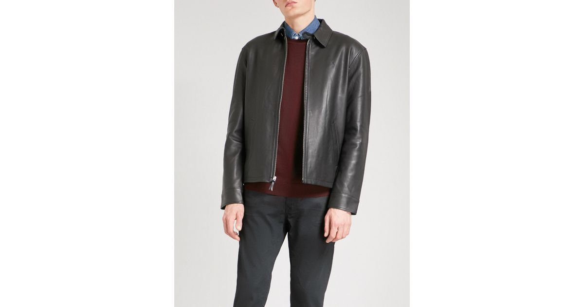 Polo Ralph Lauren Black Maxwell Leather Jacket For Men