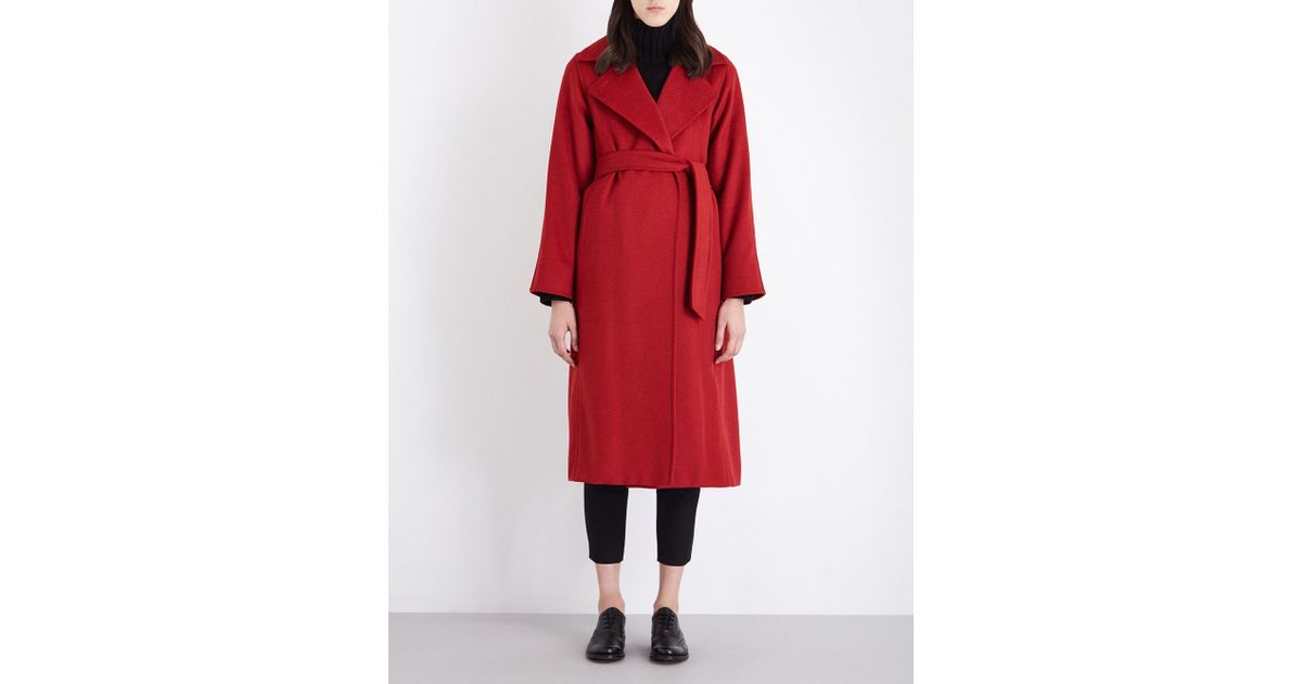 Lyst - Max Mara Manuela Camel Hair Coat in Red - Save 45 ...