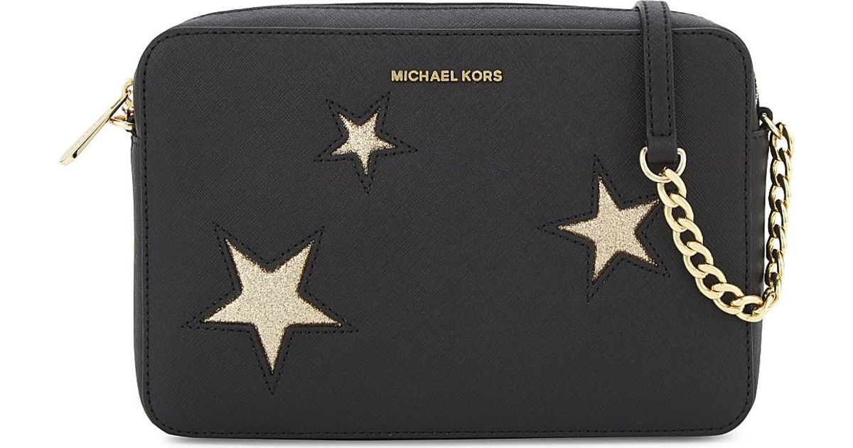 Lyst Michael Kors Glitter Star Large Saffiano Leather Lyst Michael Kors Glitter Star Large Saffiano Leather Cross Body In Black