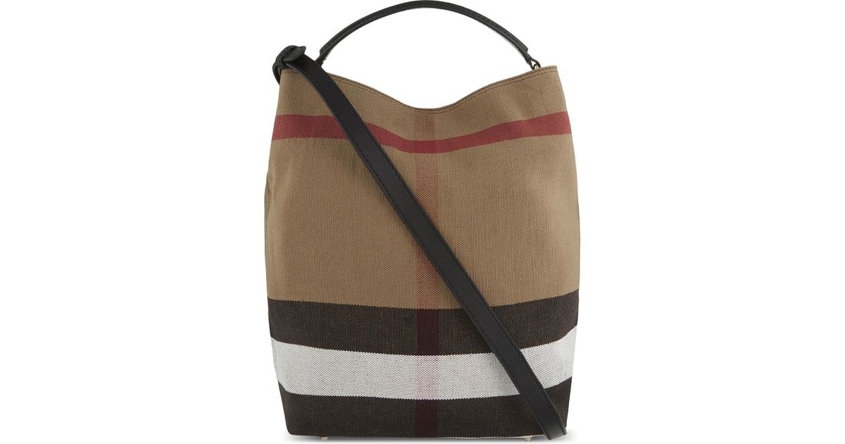 Burberry Black Ashby Medium Canvas Bucket Bag