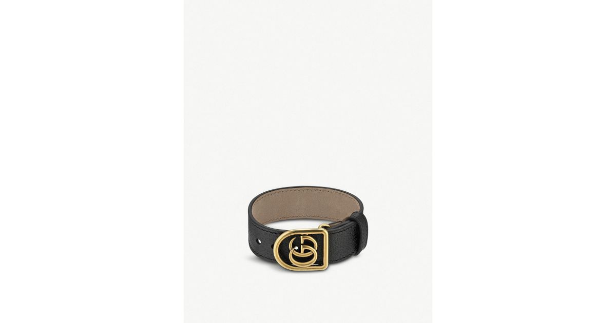 Lyst - Gucci Marmont Double G Leather Bracelet in Metallic