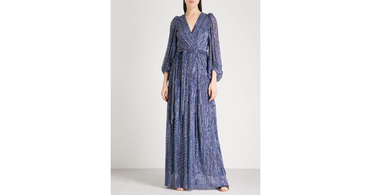 Ba&sh Maddie Cutout Metallic Woven Maxi Dress in Blue - Lyst