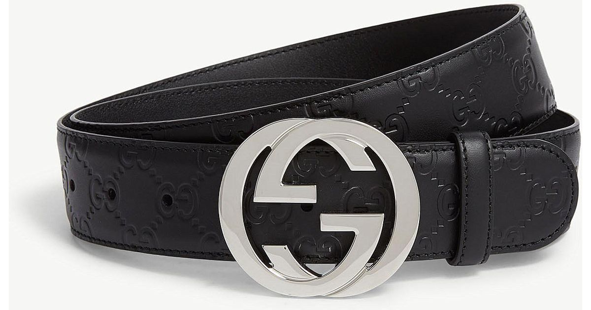 Lyst - Gucci Leather Logo Belt in Black for Men