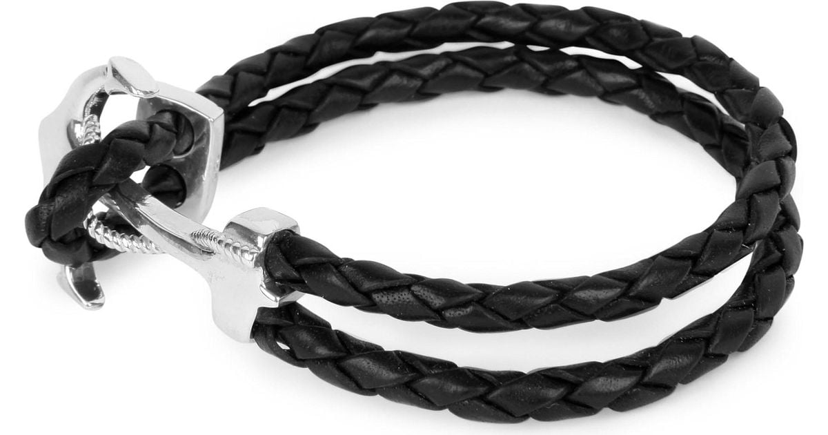 Lyst Nialaya Braided Leather And Silver Anchor Bracelet In Black Lyst Nialaya Braided Leather And Silver Anchor Bracelet In Black For Men