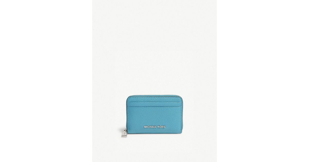 Lyst Michael Kors Jet Set Small Leather Wallet In Blue