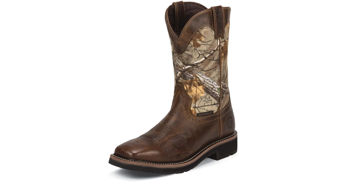 justin square toe boots camo