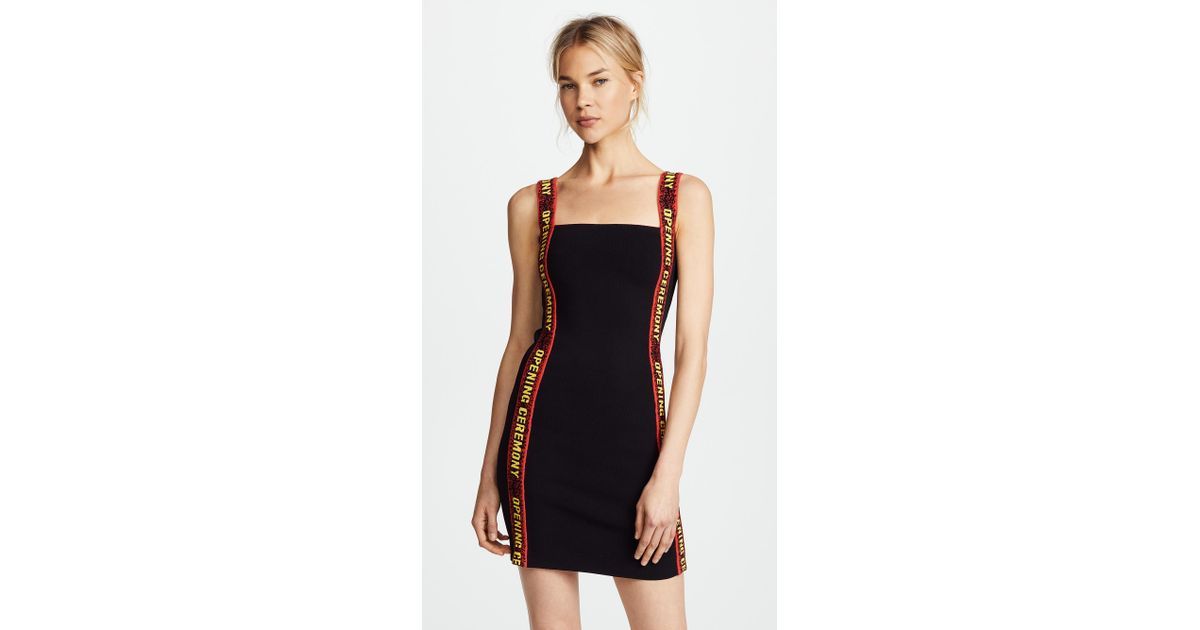 Lyst Opening Ceremony Mini Dress With Elastic Logo In Black