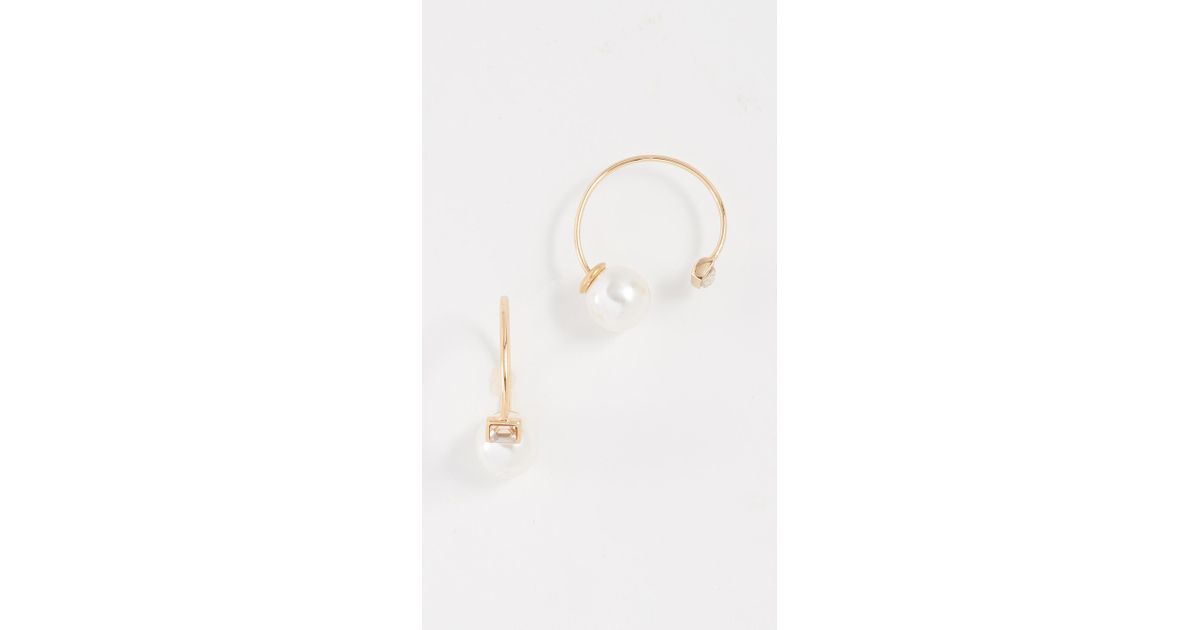 Lyst Rebecca Minkoff Baby Imitation Pearl Stone Threader Huggie Lyst Rebecca Minkoff Baby Imitation Pearl Stone Threader Huggie Earrings In Metallic