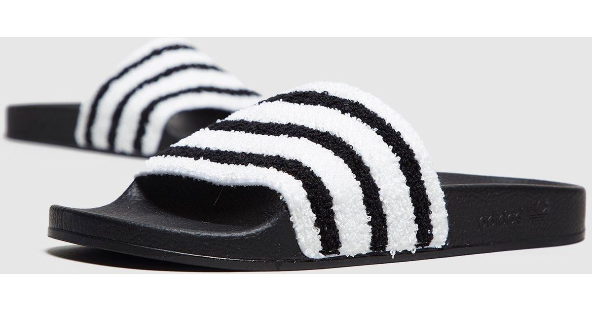 adidas originals adilette slides in black toweling