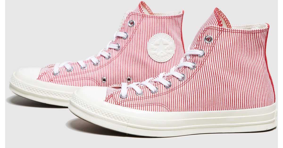 red and white striped converse