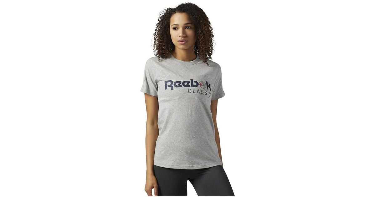 reebok t shirt womens grey