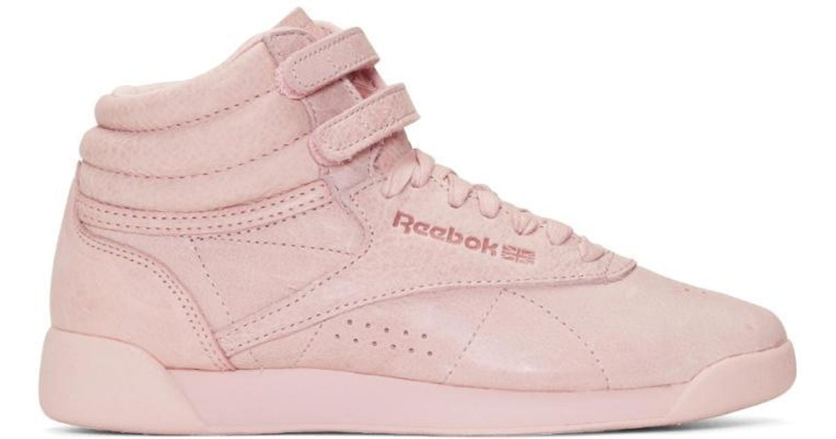Lyst Reebok Pink Freestyle Hightop Sneakers in Pink