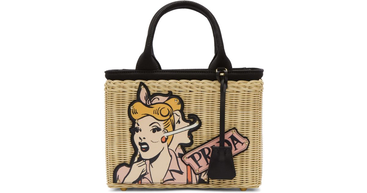 Lyst Prada Beige Comic Basket Bag In Natural