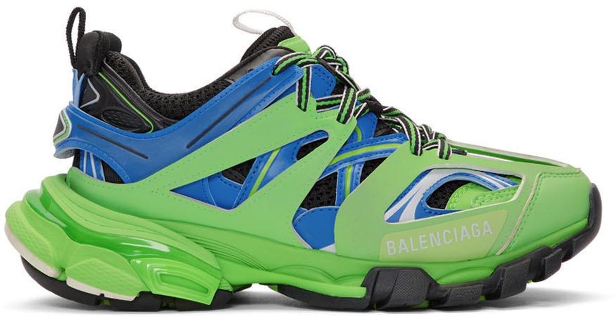 Balenciaga Green And Blue Track Runner Sneakers in Green for Men - Save ...
