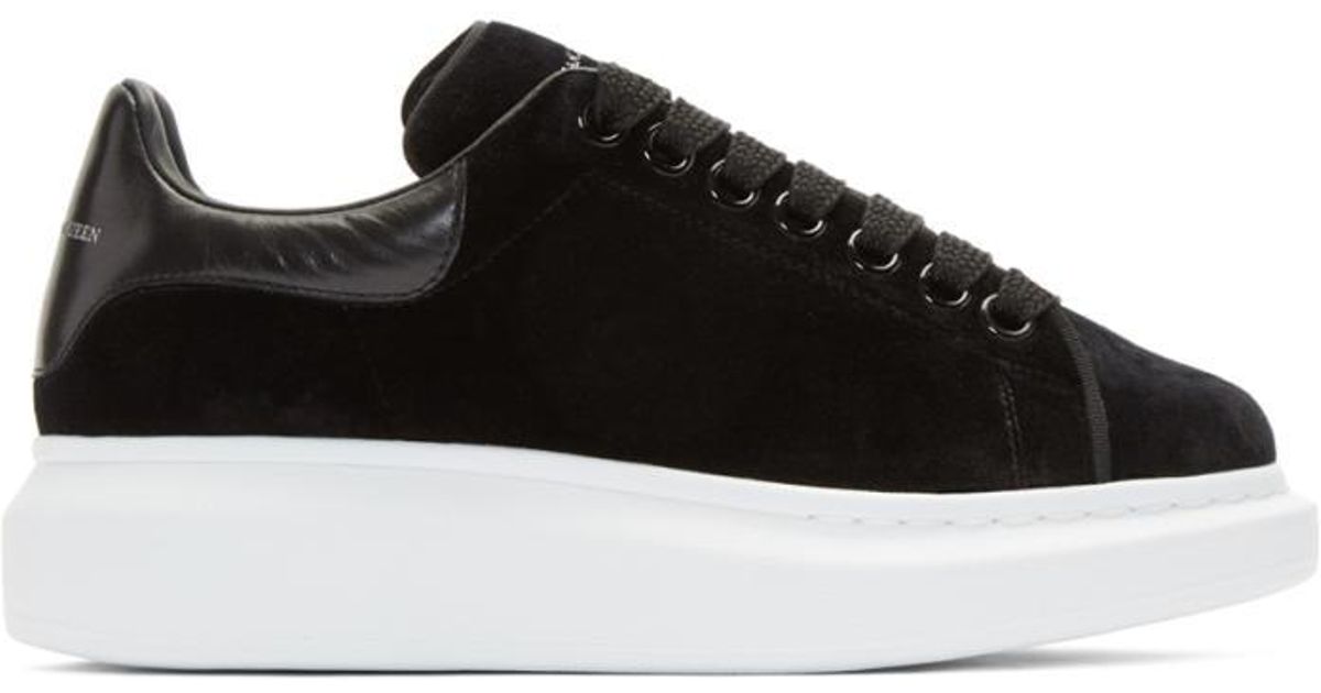 Alexander mcqueen Black Velvet Oversized Trainers in Black | Lyst