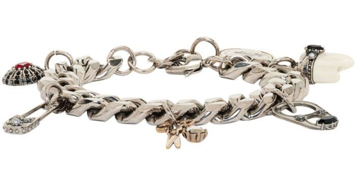 Lyst Alexander Mcqueen Silver Multi Charm Chain Bracelet In Lyst Alexander Mcqueen Silver Multi Charm Chain Bracelet In Metallic For Men