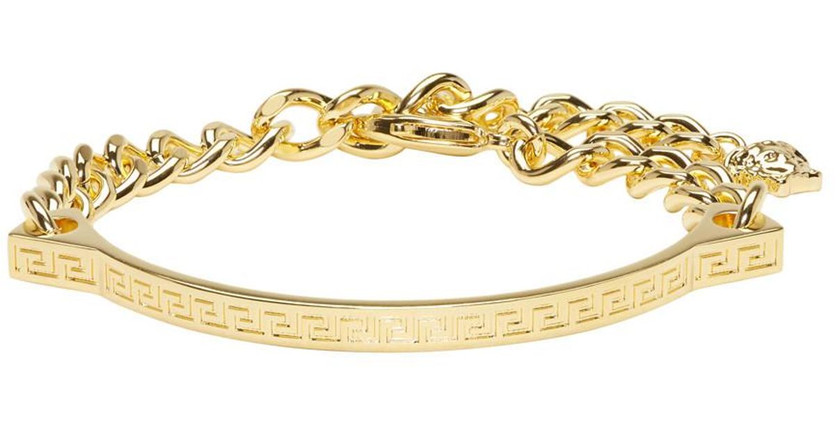 Lyst Versace Gold Greek Key Bracelet In Metallic