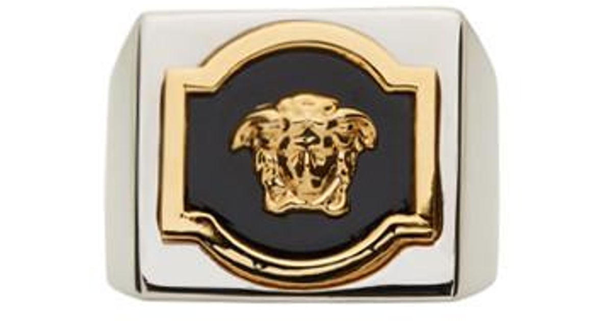 versace silver ring for men
