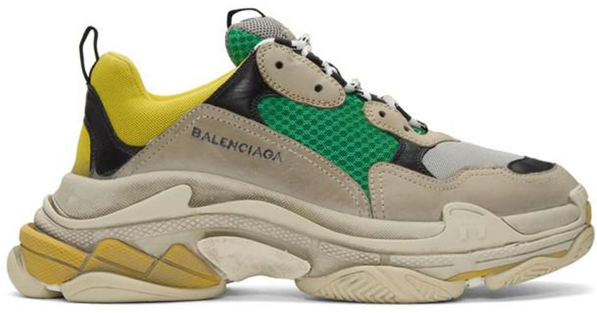 Balenciaga Beige And Green Triple S Sneakers in Green for Men - Lyst