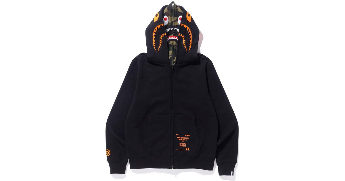 Lyst - A Bathing Ape X Undefeated Double Shark Full Zip Hoodie Black in