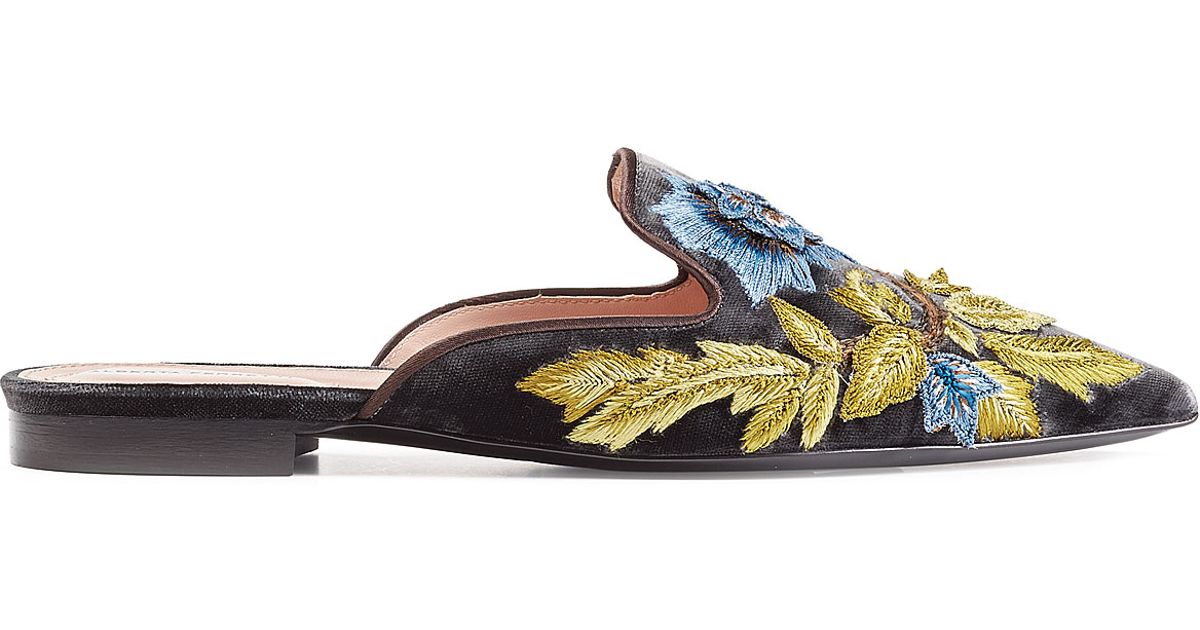 alberta ferretti embroidered mules