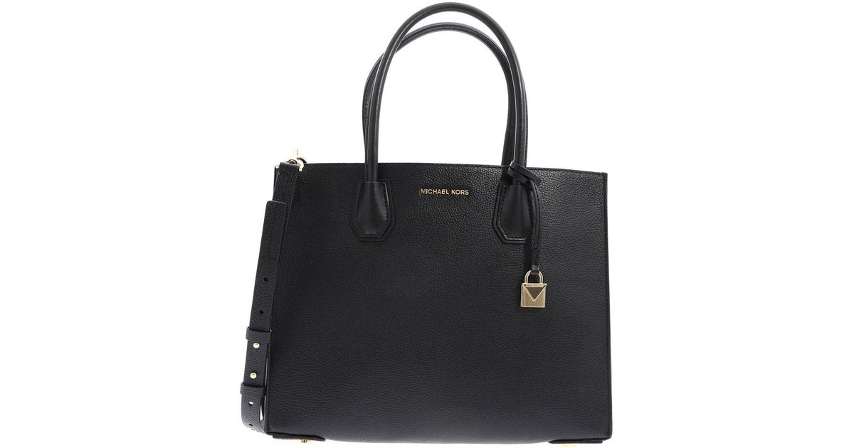 Michael Kors Leather Mercer Handbag In Black - Lyst