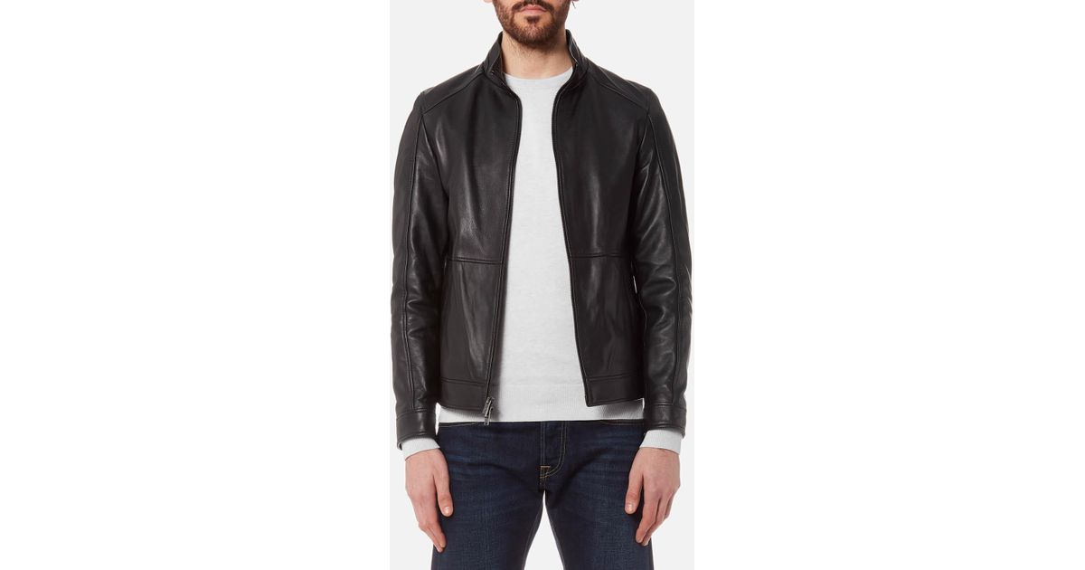Michael Kors Nappa Leather Racer Jacket In Black For Men Lyst