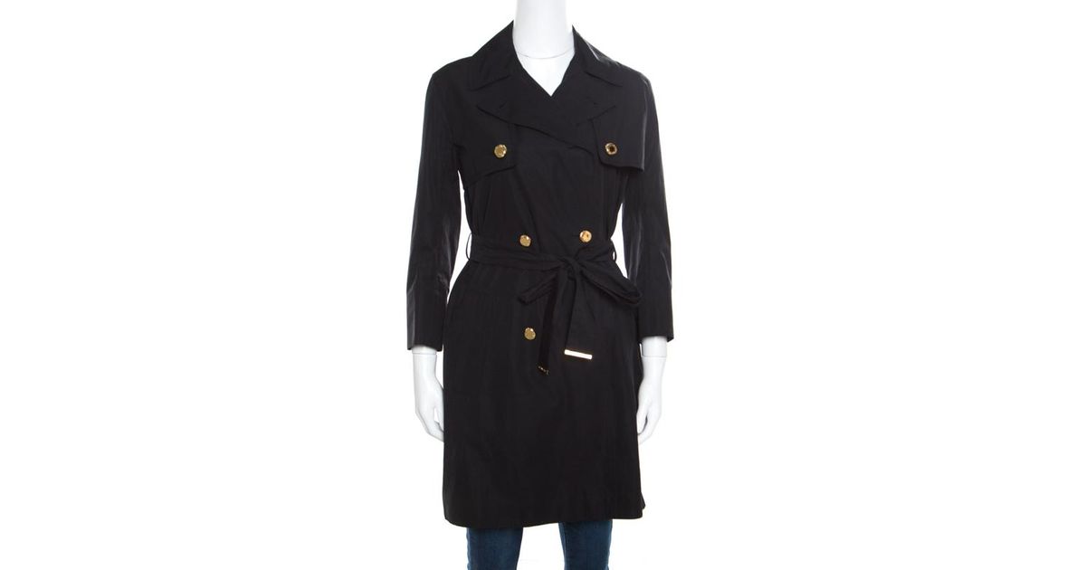 Lyst - Louis Vuitton Cotton Detachable Sleeve Detail Belted Trench Coat Dress S in Black