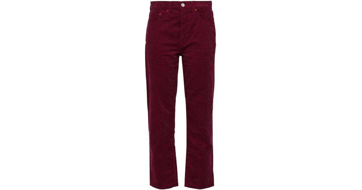 RE/DONE Cotton-corduroy Straight-leg Pants Burgundy in Red - Lyst