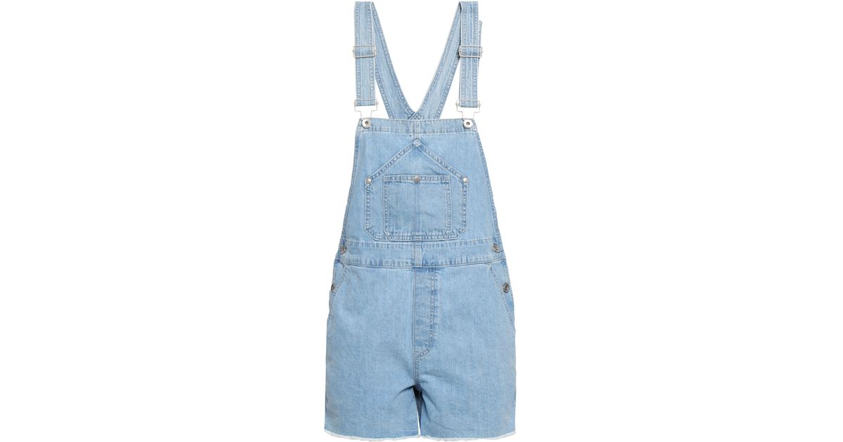 Rag & Bone Frayed Denim Overalls Light Denim in Blue - Lyst