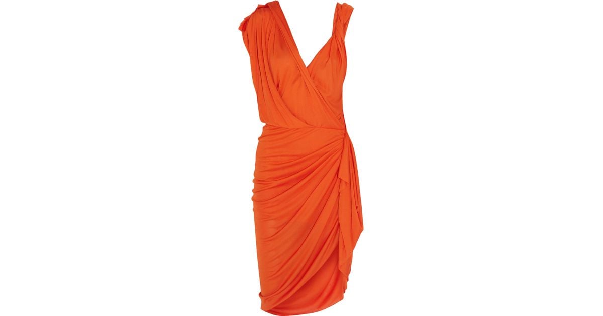 Lanvin Orange Ruched Dress