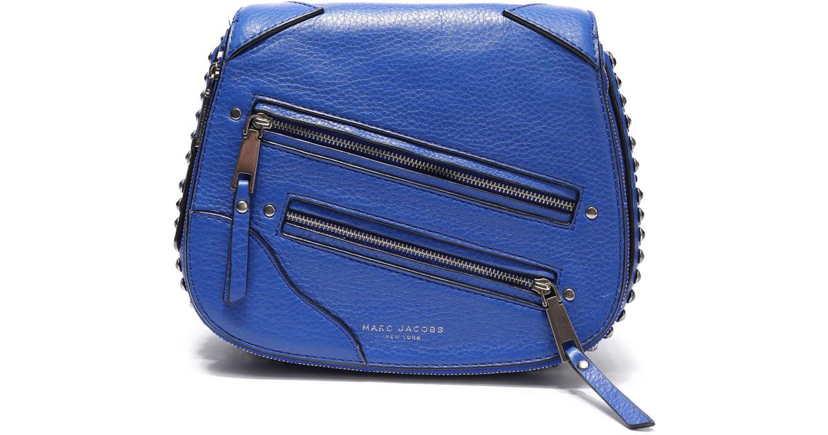 Marc Jacobs Crystal Embellished Pebbled Leather Shoulder Bag Cobalt Blue Lyst